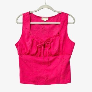 Stitch Fix The General Good Pink Tie Front Sleeveless Babydoll Top Size Large